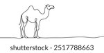 Continuous Line Drawing Of Camel. One Line Of Arabian Camel. Camel In Arabia Continuous Line Art. Editable Outline.