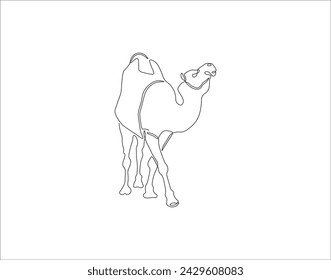 Línea Continua De Dibujo De Camello. Una Línea De Camello Árabe. Camello En Arabia Línea Continua De Arte. Esquema Editable.