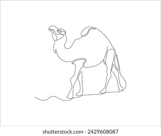 Línea Continua De Dibujo De Camello. Una Línea De Camello Árabe. Camello En Arabia Línea Continua De Arte. Esquema Editable.