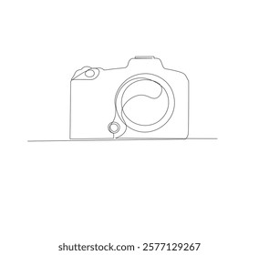 continuous line drawing Camera icon in style.white background. Photo camera icon line art. Vector illustration. Abstract background