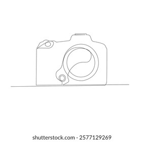 continuous line drawing Camera icon in style.white background. Photo camera icon line art. Vector illustration. Abstract background