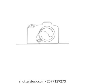 continuous line drawing Camera icon in style.white background. Photo camera icon line art. Vector illustration. Abstract background