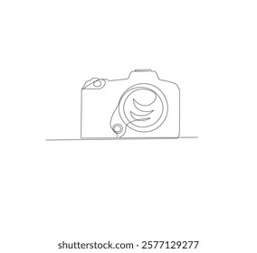 continuous line drawing Camera icon in style.white background. Photo camera icon line art. Vector illustration. Abstract background