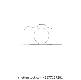continuous line drawing Camera icon in style.white background. Photo camera icon line art. Vector illustration. Abstract background