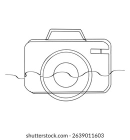 continuous line drawing Camera icon. Photo camera in flat style. Camera symbol.