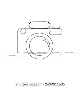 continuous line drawing Camera icon. Photo camera in flat style. Camera symbol.