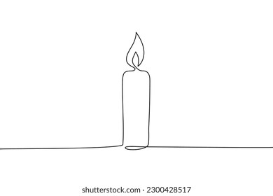 Continuous line drawing of Candle icon on white background.