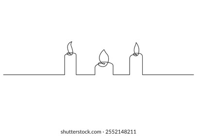 Continuous line drawing of candle. Candle one line icon, Candle Single Continuous Line Drawing, Continuous line drawing of candle.