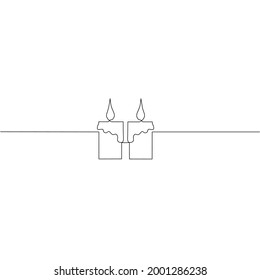 Continuous line drawing of candle, two design, object one line, single line art, vector illustration