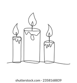 Continuous line drawing candle vector illustration design