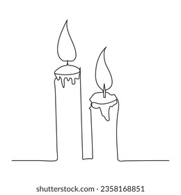 Continuous line drawing candle vector illustration design