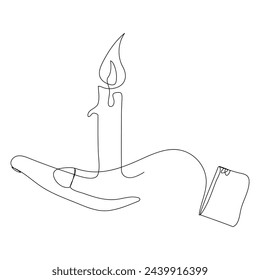 Continuous line drawing candle vector illustration design