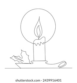 Continuous line drawing candle vector illustration design