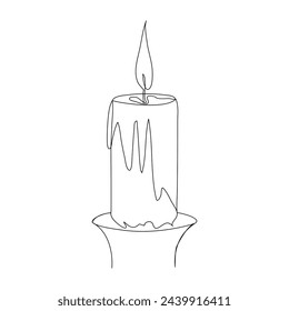Continuous line drawing candle vector illustration design