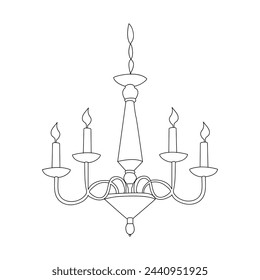 Continuous line drawing candle vector illustration design
Coloring page for kids white Halloween candles vector illustration,
