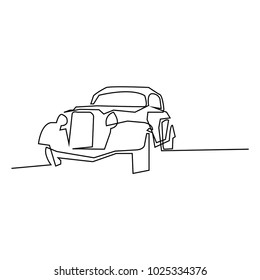 continuous line drawing of car