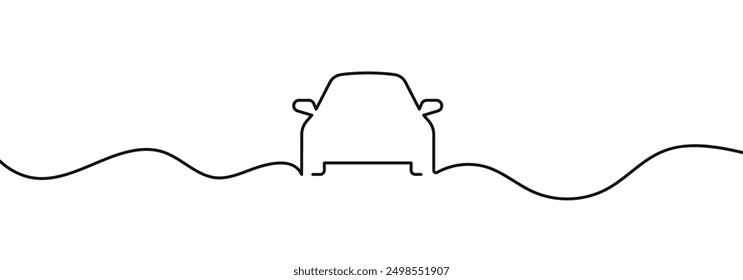 Coche de dibujo de línea continua. Coche Doodle. Coche de dibujo. Ilustración vectorial del coche