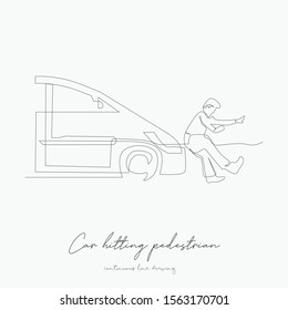 continuous line drawing. car hitting pedestrian. simple vector illustration. car hitting pedestrian concept hand drawing sketch line.