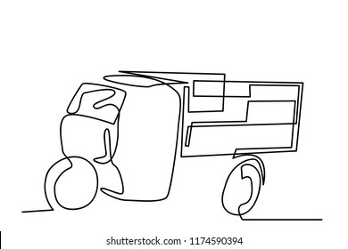 continuous line drawing of the car transport vector illustration.