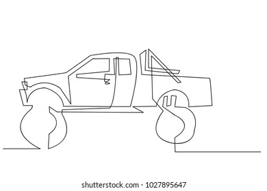 continuous line drawing of car transportation