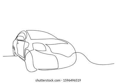 continuous line drawing of car transportation Simple lines, hand-drawn illustrations, vector