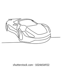 continuous line drawing of car vector 