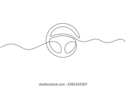 Continuous line drawing of car wheel icon. One line icon of wheel, teering wheel symbol in continuous line drawing style abstract background.