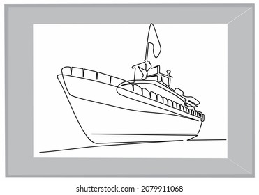 
Continuous line drawing cargo ship vector illustration
