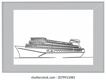
Frachtschiff mit kontinuierlicher Linienzeichnung, Vektorgrafik