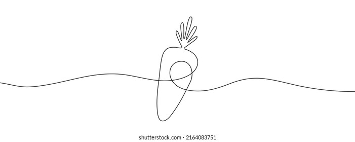 Continuous line drawing of carrot icon. Carrot linear icon. One line drawing background. Vector illustration. Carrot continuous line icon