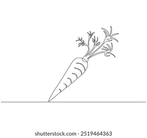 Continuous line drawing carrot vegetable.  Fresh biennial plant for root vegetable. Health organic food concept. Editable outline.