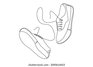 Continuous line drawing casual sneakers shoes  Single one line art sport shoes  Vector illustration
