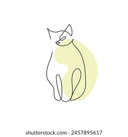 Dibujo de línea continua de gato. Forma animal en estilo de contorno de moda. Vector