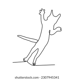 continuous line drawing of cat jumping