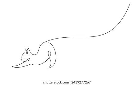 Continuous line drawing of cat on white background