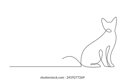 Continuous line drawing of cat on white background