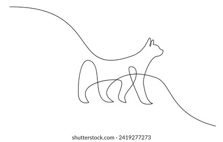Continuous line drawing of cat on white background