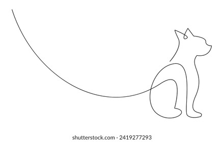 Continuous line drawing of cat on white background