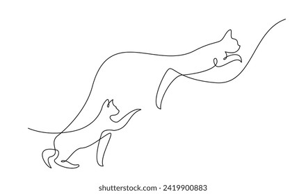 Continuous line drawing of cat on white background