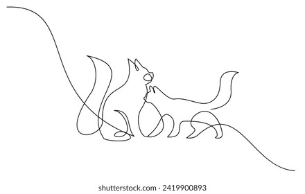 Continuous line drawing of cat on white background