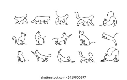 Continuous line drawing of cat on white background