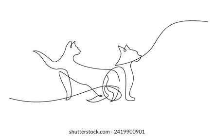 Continuous line drawing of cat on white background