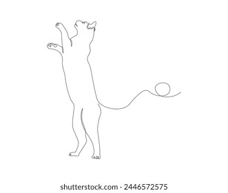 Continuous line drawing of cat. One line of cute cat. Cute pet concept continuous line art. Editable outline.
