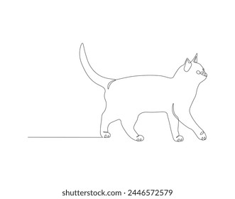 Continuous line drawing of cat. One line of cute cat. Cute pet concept continuous line art. Editable outline.
