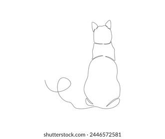 Continuous line drawing of cat. One line of cute cat. Cute pet concept continuous line art. Editable outline.
