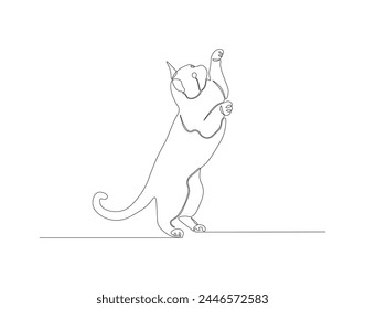 Continuous line drawing of cat. One line of cute cat. Cute pet concept continuous line art. Editable outline.
