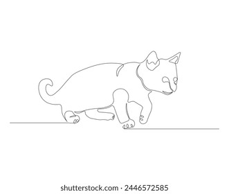 Continuous line drawing of cat. One line of cute cat. Cute pet concept continuous line art. Editable outline.
