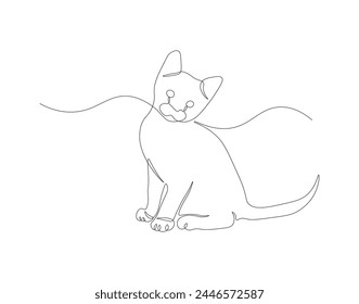 Continuous line drawing of cat. One line of cute cat. Cute pet concept continuous line art. Editable outline.
