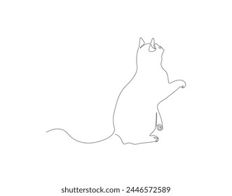 Continuous line drawing of cat. One line of cute cat. Cute pet concept continuous line art. Editable outline.
