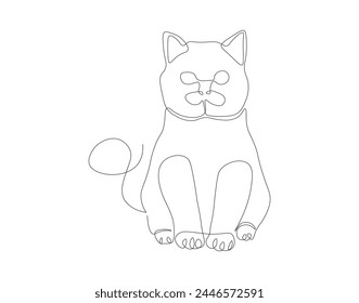 Continuous line drawing of cat. One line of cute cat. Cute pet concept continuous line art. Editable outline.
